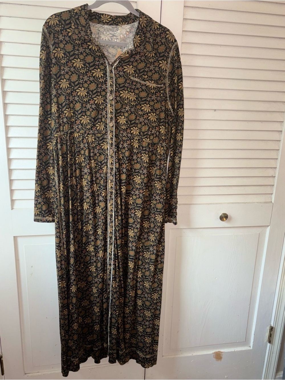 NWT Natural Life Christa Knit Cotton Maxi Dress M Black Tan Floral Boho - Picture 3 of 5